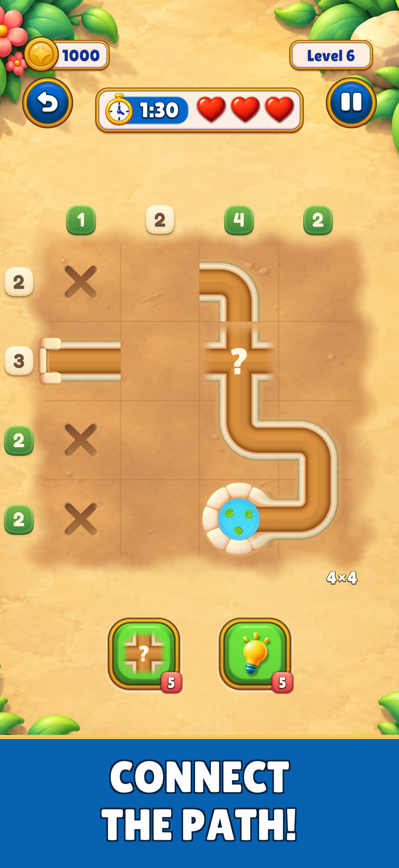 Connect the canals using the row and column clues